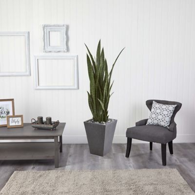 Image showing  57 in. Artificial Sansevieria Plant in Slate Planter