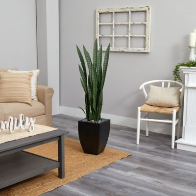 Image showing  4.5 ft. Artificial Sansevieria Plant in Black Planter