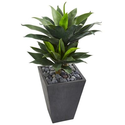 Image showing  37 in. Artificial Double Agave Succulent Plant in Slate Planter
