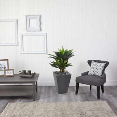 Image showing  37 in. Artificial Double Agave Succulent Plant in Slate Planter