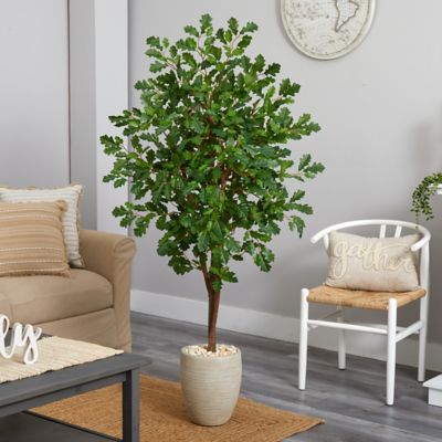 Image showing  Artificial 69 in. Oak Tree in Sand Colored Planter