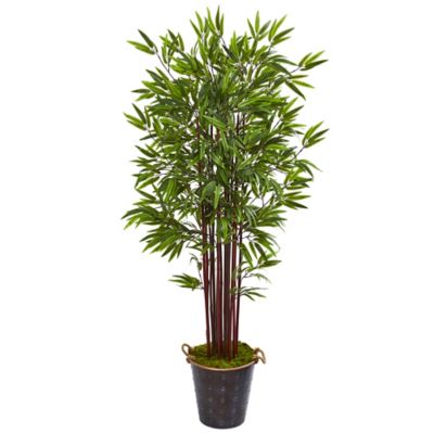 Nearly Natural Artificial 74 in. Bamboo Tree in Metal Planter