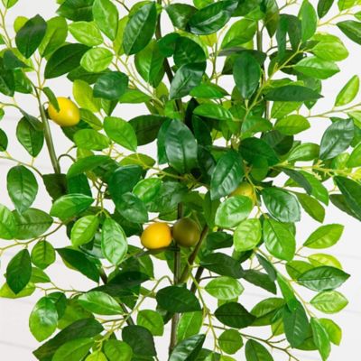 Image showing  Artificial 6 ft. Lemon Tree in Olive Green Planter