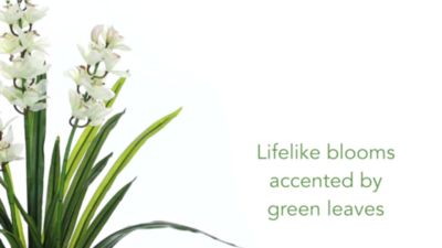 Image showing  4.5 ft. Artificial Cymbidium Orchid Plant in White Tower Planter