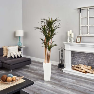 Image showing  6.5 ft. Artificial Giant Yucca Tree in White Planter, UV Resistant