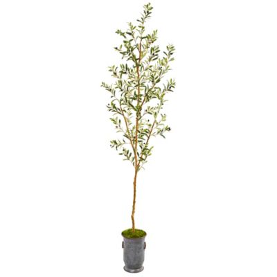 Nearly Natural 7.5 ft. Artificial Olive Tree in Decorative Planter
