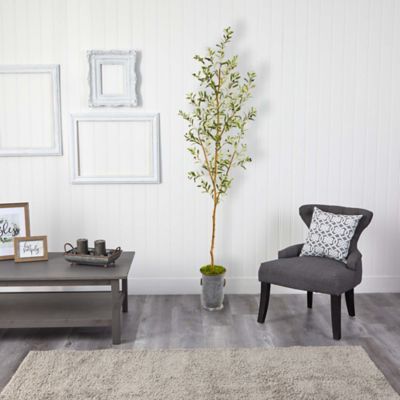 Image showing  7.5 ft. Artificial Olive Tree in Decorative Planter