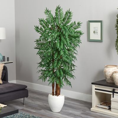 Image showing  Artificial 6 ft. Parlour Palm Tree in White Planter