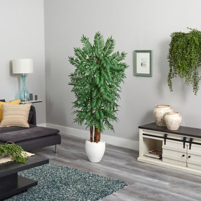 Image showing  Artificial 6 ft. Parlour Palm Tree in White Planter
