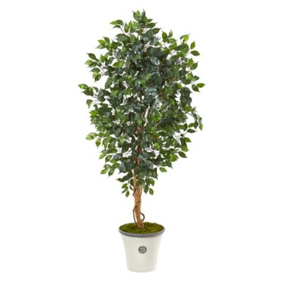 Nearly Natural 65 in. Artificial Ficus Tree in Decorative Planter
