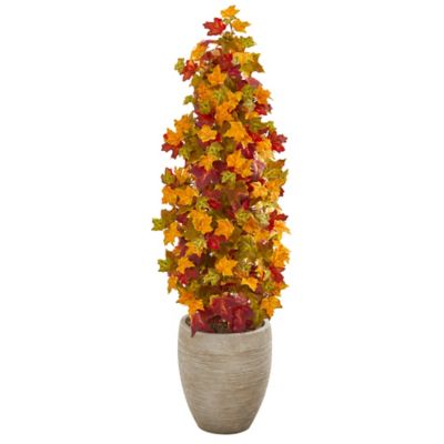 Nearly Natural 42 in. Artificial Autumn Maple Tree in Sand Colored Planter