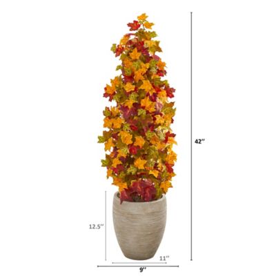 Image showing  42 in. Artificial Autumn Maple Tree in Sand Colored Planter