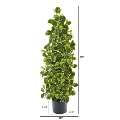 Image showing  39 in. Artificial Variegated Holly Leaf Tree, Real Touch