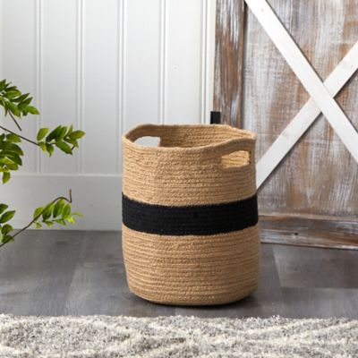 Image showing  13.5 in. Handmade Natural Cotton Basket Planter