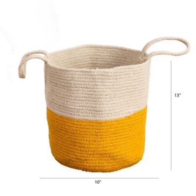 Image showing  12 in. Handmade Natural Cotton Woven Basket Planter
