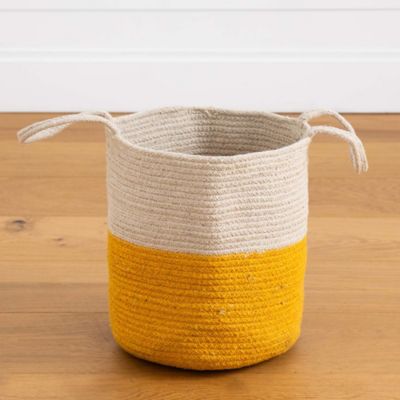Image showing  12 in. Handmade Natural Cotton Woven Basket Planter