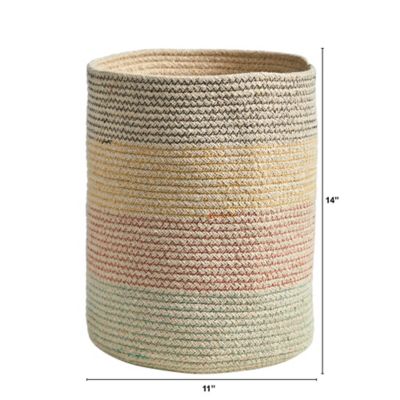 Image showing  Handmade Natural Cotton Woven Basket Planter, 12 in., Multicolored