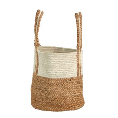 Image showing  Boho Chic Basket Planter Natural Cotton and Jute with Handles, 14 in.