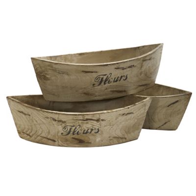 Image showing  White Washed Wood Planter (Set of 3)