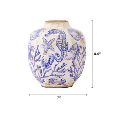 Image showing  8.5 in. Nautical Ceramic Decorative Vase