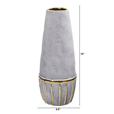 Image showing  15 in. Regal Stone Decorative Vase with Gold Accents