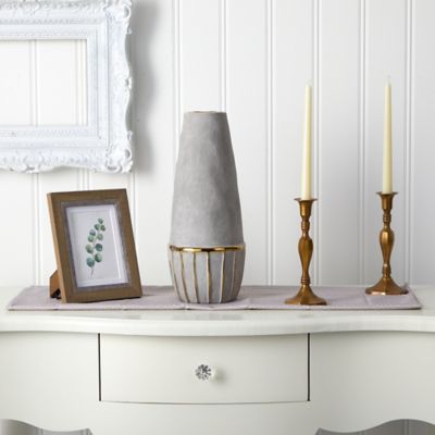 Image showing  15 in. Regal Stone Decorative Vase with Gold Accents