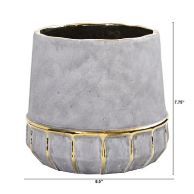 Image showing  8.5 in. Regal Stone Decorative Planter with Gold Accents