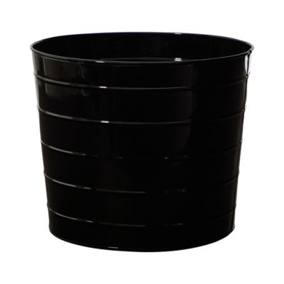 Nearly Natural 12 in. Farmhouse Black Metal Ribbed Planter