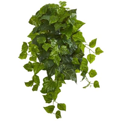 Nearly Natural 28 in. Artificial Deluxe London Ivy Hanging Bush Plant, Real Touch, 3 pc.