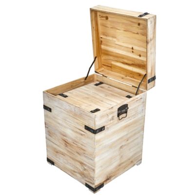 Image showing  Decorative White Wash Storage Boxes-Trunks with Metal Detail (Set of 2)