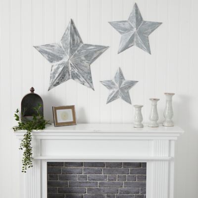 Image showing  16 in., 22 in. and 28 in. Farmhouse Stars Wall Decoration (Set of 3)