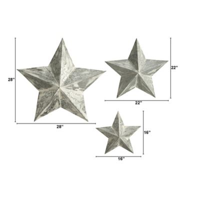Image showing  16 in., 22 in. and 28 in. Farmhouse Stars Wall Decoration (Set of 3)