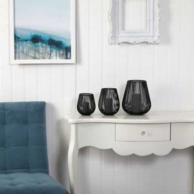 Image showing  6 in., 8 in. and 10 in. Vintage Black Metal Wire Tea Votive Lantern Candle Holder (Set of 3)