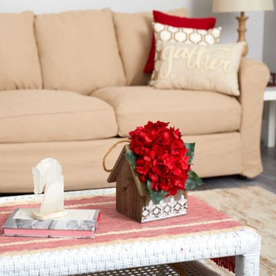 Image showing  10 in. Artificial Hydrangea Arrangement in Hanging Floral Design House Planter