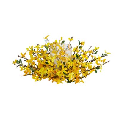 Nearly Natural 16 in. Artificial Forsythia Candelabrum