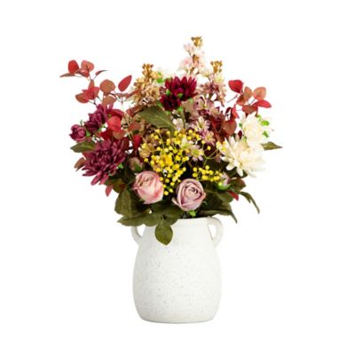 Nearly Natural 25 in. Artificial Mixed Flower Arrangement in Ceramic Vase