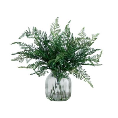 Nearly Natural 17 in. Artificial Forest Fern Arrangement in Glass Vase