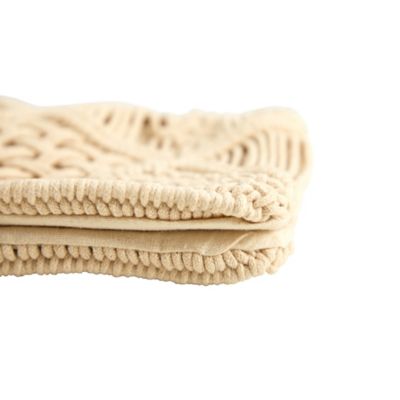 Image showing  18 in. Boho Cross Woven Macrame Decorative Pillow Cover