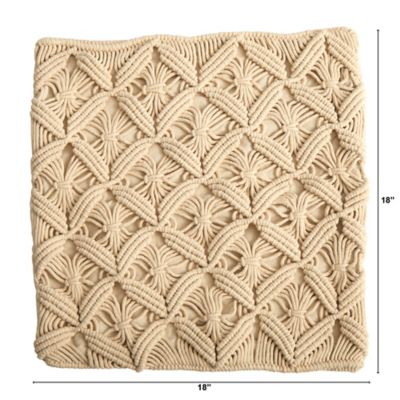 Image showing  18 in. Boho Diamond Woven Macrame Decorative Pillow Cover