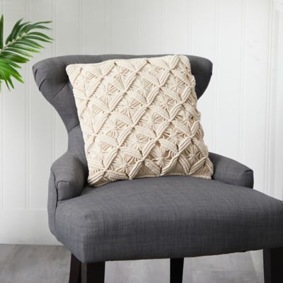 Image showing  18 in. Boho Diamond Woven Macrame Decorative Pillow Cover