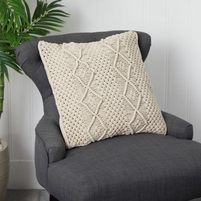 Image showing  16 in. Boho Woven Macrame Decorative Pillow Cover