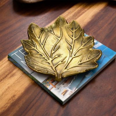 Image showing  10 in. Gold Tree of Life Leaf Decorative Accent Tray