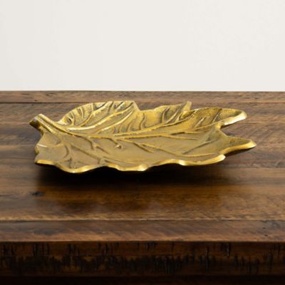 Image showing 5 th Nearly Natural 10 in. Gold Tree of Life Leaf Decorative Accent Tray