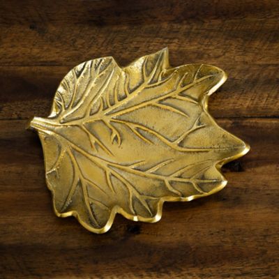 Image showing 6 th Nearly Natural 10 in. Gold Tree of Life Leaf Decorative Accent Tray