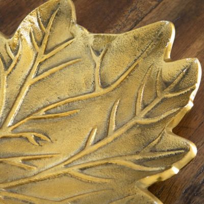 Image showing 7 th Nearly Natural 10 in. Gold Tree of Life Leaf Decorative Accent Tray