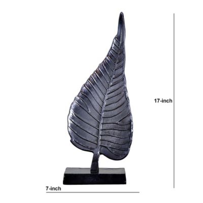 Image showing  17 in. Aluminum Bodhi Leaf Sculpture Decorative Accent