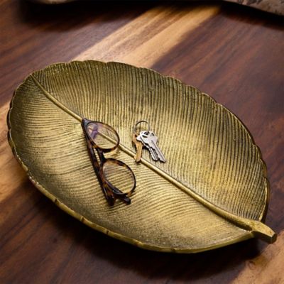 Image showing  16 in. Gold Leaf Decorative Accent Tray