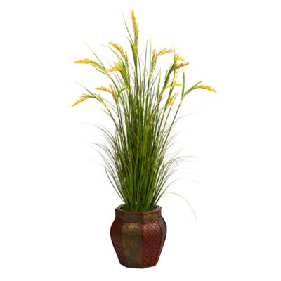 Nearly Natural 53 in. Artificial Wheat Grain Plant in Decorative Planter