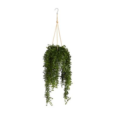 Nearly Natural 4 ft. Artificial Gleditsia Plant in Hanging Metal Bucket, UV Resistant, Indoor/Outdoor