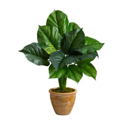 Nearly Natural 30 in. Artificial Large Philodendron Leaf Plant in Decorative Planter